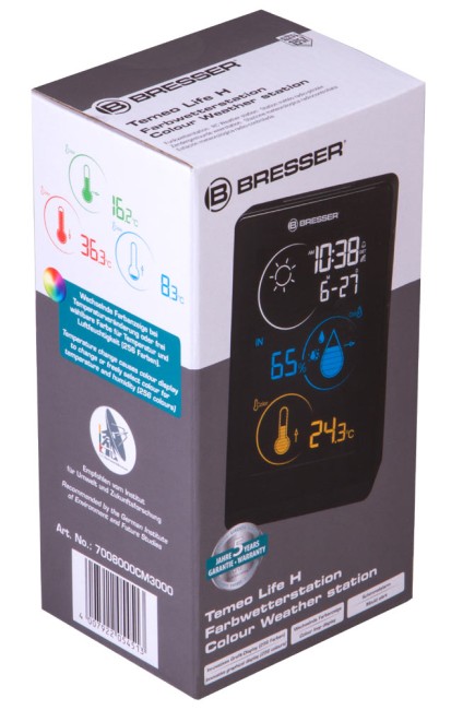 Метеостанция Bresser Temeo Life H с цветным дисплеем, черная Метеостанция Bresser Temeo Life H с цветным дисплеем, черная
