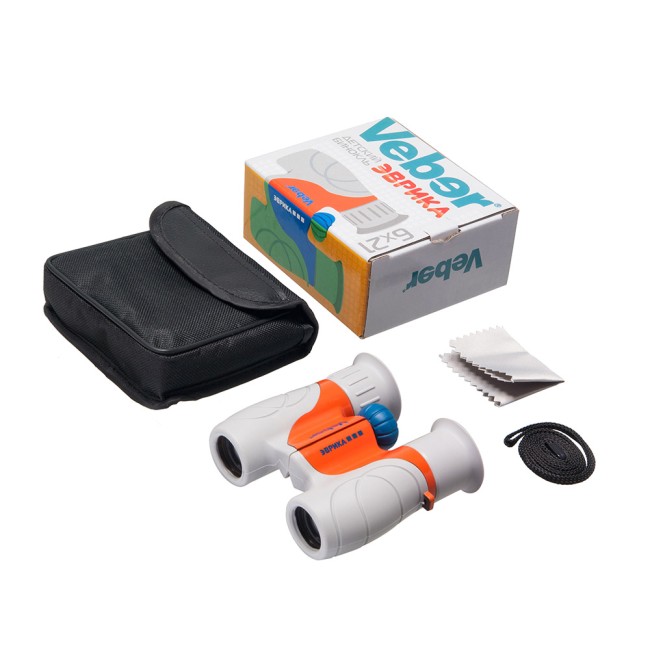 Бинокль детский Veber Эврика 6x21 серый/оранжевый