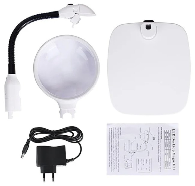 Лупа настольная 10x-120мм на гибком штативе с подсветкой (6 LED) Kromatech 7764 Лупа настольная 10x-120мм на гибком штативе с подсветкой (6 LED) Kromatech 7764