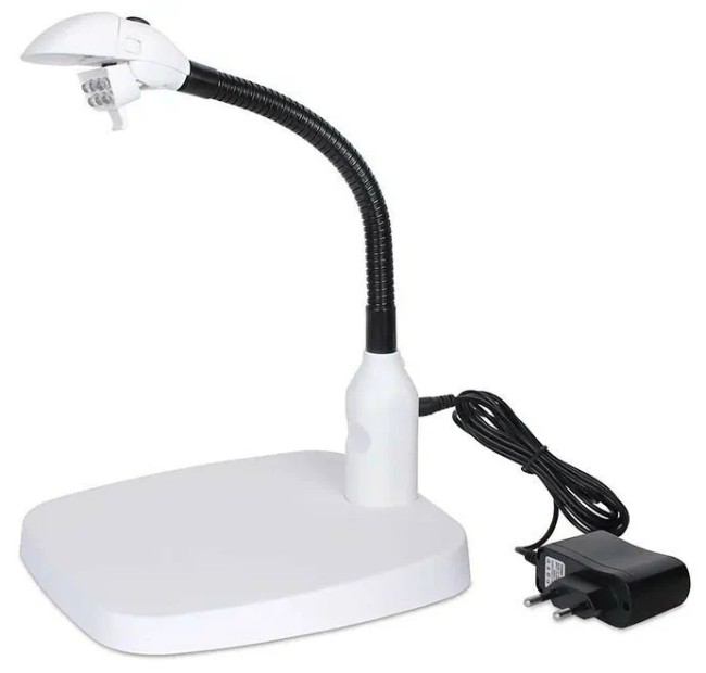 Лупа настольная 10x-120мм на гибком штативе с подсветкой (6 LED) Kromatech 7764 Лупа настольная 10x-120мм на гибком штативе с подсветкой (6 LED) Kromatech 7764