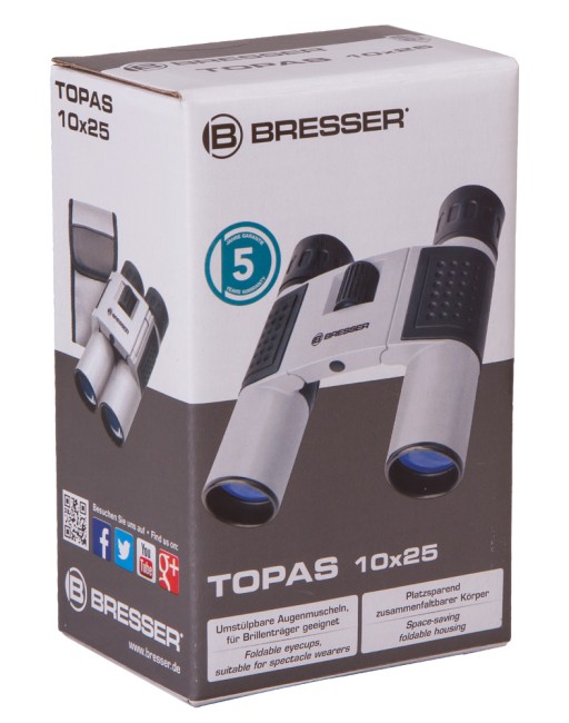 Бинокль Bresser Topas 10x25 Silver Бинокль Bresser Topas 10x25 Silver