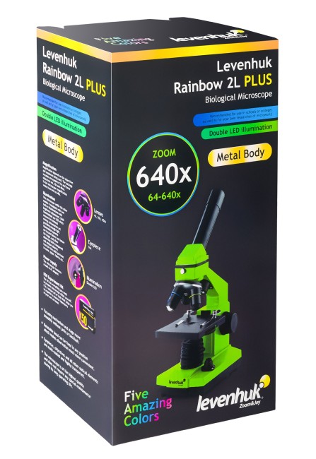 Микроскоп Levenhuk Rainbow 2L PLUS Lime\Лайм Микроскоп Levenhuk Rainbow 2L PLUS Lime\Лайм