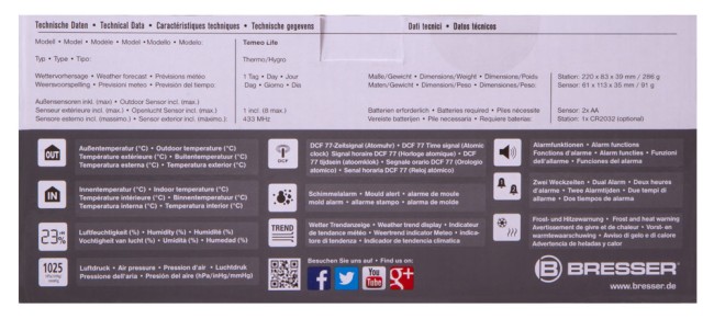 Метеостанция Bresser Temeo Life с цветным дисплеем, черная