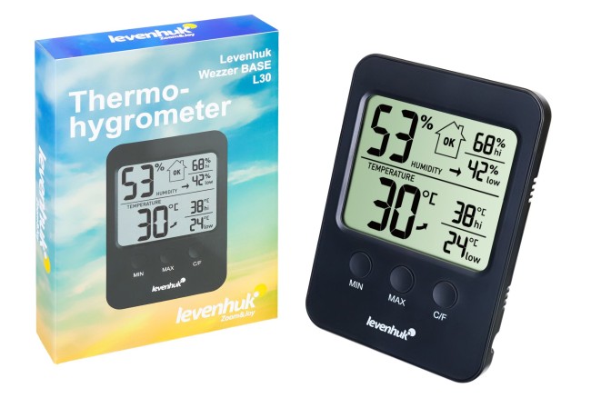 Термогигрометр Levenhuk Wezzer BASE L30, черный Термогигрометр Levenhuk Wezzer BASE L30, черный